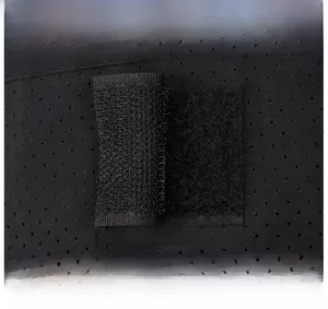 Detail of adjustable Velcro strap and breathable mesh fabric on black outdoor sun visor hat