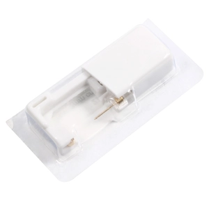 Disposable ear piercing gun in sterile vacuum packaging with gold stud earring