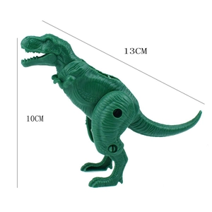 Green T-Rex dinosaur transformation egg toy with 13cm length and 10cm height dimensions