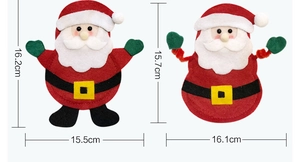 Detailed dimensions of Santa Claus cutlery holders in festive red and white felt material