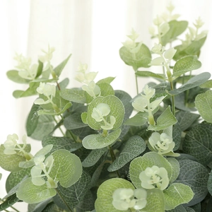 Artificial eucalyptus leaves for home decor featuring natural green silk plant foliage