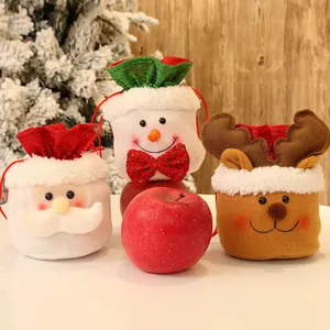 Sac Cadeau De Noël À Cordon Père Noël Bonhomme De Neige Renne Peluche Pochette À Bonbons Décoration Fête