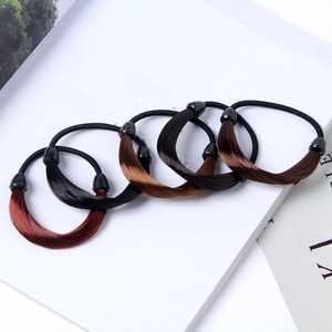 Chouchou Perruque Cheveux Lisses Synthétiques Corde Élastique Accessoires De Coiffure Naturels Pour Femmes Et Filles