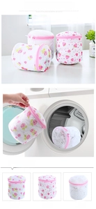 Detailed view of collapsible bra wash bags with mesh material and protective frames
