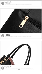 Détail de la texture en cuir PU noir durable avec matériel doré et poignées de qualité