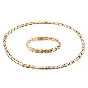 Stainless Steel Magnetic Health Therapy Link Chain Necklace And Bracelet Gold Silver Color Geometric For Men Women