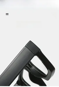 Macro detail of thick black frame hinge and texture material of square eyewear