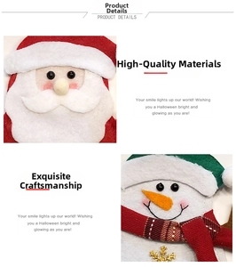Detail of felt Christmas cutlery holders featuring Santa and snowman with embroidery