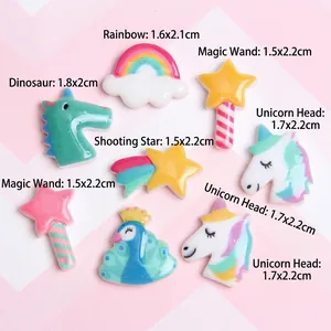 Colorful resin unicorn and rainbow charms set for DIY crafts and phone case decoration