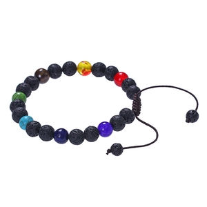 Bracelet ajustable en pierre de lave 7 chakras pour le yoga et l'équilibre