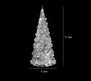 Detailed view of clear crystal Christmas tree lamp showing 11.5cm height and 5.5cm width