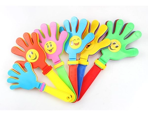 Mani giocattolo in plastica colorata con sorrisi per feste ed eventi speciali