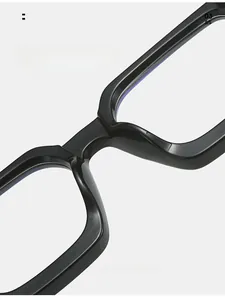 Close-up of integrated comfortable nose pads on black thick square frame glasses