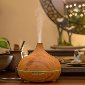 Ultrasonic wood grain essential oil diffuser with mist and timer for home and office