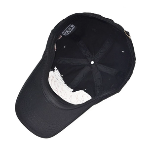 Premium black cotton baseball cap with 3D embroidery and adjustable metal buckle closure
