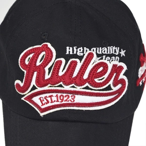 Black cotton baseball cap with high-quality 3D Ruler embroidery and 1923 vintage style