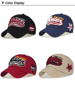 Color display of four cotton baseball caps with 3D 1923 embroidery in a 2x2 grid view