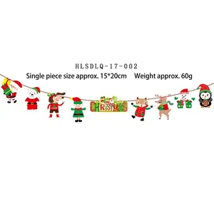 Cartoon Christmas paper bunting banner featuring Santa and reindeer for party decoration