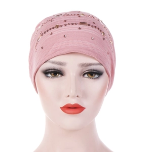 Pink breathable lace beanie for women with sparkling rhinestones and sequins decoration