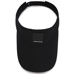 Unisex black breathable mesh sun visor hat with adjustable strap for outdoor sports