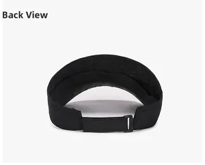 Detail view of the black sports sun visor back with adjustable strap and mesh fabric