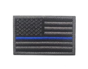 Tactical US flag embroidery patch with thin blue line for outdoor gear and backpacks