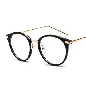 Round Retro Optical Glasses Frame Metal Temples Lightweight Anti Blue Light Fashion Eyeglasses For Men Women