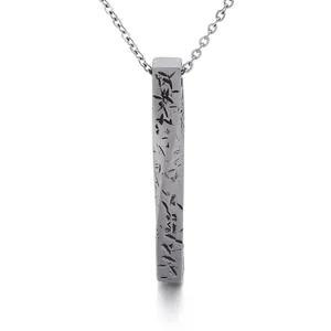 Pendentif Barre Verticale Acier Inoxydable Texture Martelée Pilier Géométrique Industriel Punk Style Bijoux Pour Hommes Unisexe