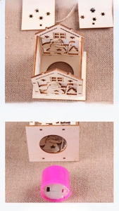 Step-by-step assembly guide for DIY glowing Christmas wooden house with LED light and rope
