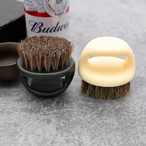 Barber ring neck duster brush with boar bristles for men beard grooming and oil hair styling