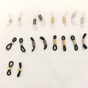 DIY silicone eyeglass chain connectors with adjustable metal coils and rubber loops