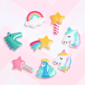 Resin Cartoon Unicorn Rainbow Star Flatback DIY Phone Case Craft Accessories Slime Filler Decoration Mixed Shapes