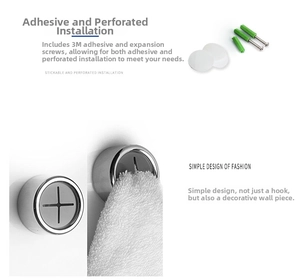 Dual installation adhesive and screw wall hooks for towels with silicone core