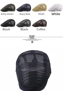 Detail shot of breathable hollow mesh beret showing side adjustment buckles and texture