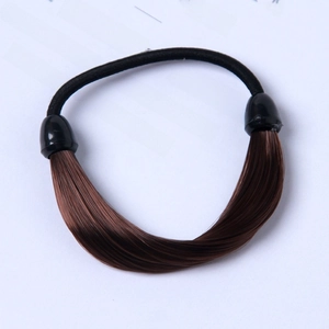 Élastique à cheveux minimaliste avec extensions de cheveux synthétiques bruns pour femmes