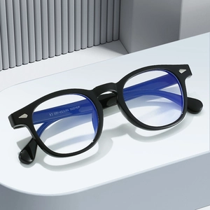 Lunettes Anti Lumière Bleue TR90 Rondes Rétro Femmes Hommes Anti Reflet Pour Ordinateur Monture Vintage À Rivets