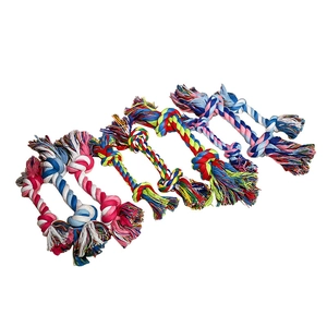 Durable cotton rope dog toy set with colorful braided knots and rings for pets