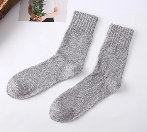 Men's thick wool crew socks winter warm thermal socks casual knit socks soft boot socks