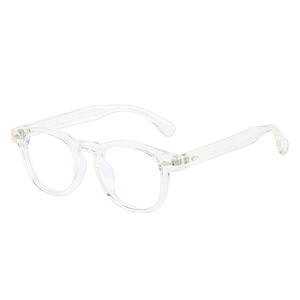 Monture de lunettes ronde transparente en TR90 avec rivets pour protection anti-lumière bleue