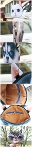 Detail view of 3D animal print chain bag showing zipper, stitching and 20cm size dimensions