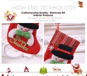 Detail of red Christmas stocking featuring a 3D snowman with Merry Christmas lettering