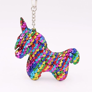 Double Sided Reversible Sequin Keychain Animal Unicorn Star Heart Shape Glitter Bag Charm Car Keyring Ornament