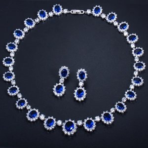 Parure de Bijoux en Cuivre Zirconia AAA Cœur Goutte d'Eau Pendentif Collier Boucles d'Oreilles Mariage Fête Élégant