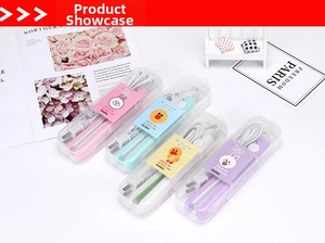 Mini lisseurs à cheveux pastel avec boîtes de rangement et autocollants mignons