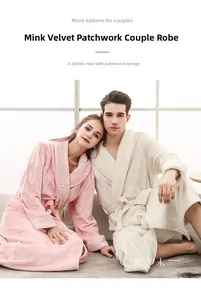 Détails des coutures et texture en flanelle de qualité sur les peignoirs pour couples