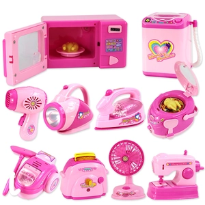10-piece pink pretend play kitchen set with simulated washing machine and vacuum toys