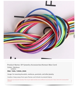 Close-up of 1mm to 2mm colorful waxed cords for DIY necklace and bracelet weaving