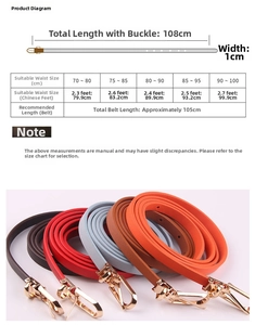 Size chart for 1cm slim PU leather belt with 108cm length for waist 70-100cm