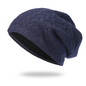 Berretto slouchy blu scuro da donna con trama a rombi traspirante per l'estate