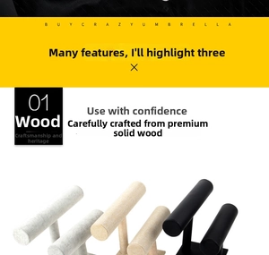 Two-tier T-bar solid wood jewelry stand for watches and bracelets with velvet finish